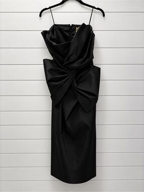 Milly Black Strapless Twist-Front Cocktail Dress